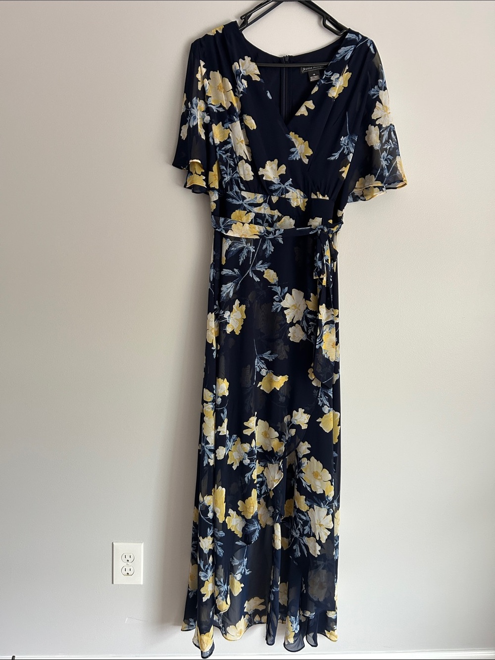 Jessica Howard Navy Maxi Dress with Yellow Floral Print